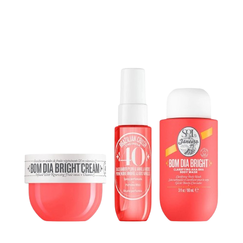 KIT DE VIAGEM DE LUMINOSIDADE E TEXTURA UNIFORME - SOL DE JANEIRO BOM DIA BRIGHT JET SET - 3 PECAS 90ml