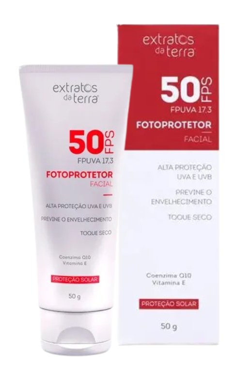 FOTOPROTETOR FACIAL FPS 50 -EXTRATOS DA TERRA 50g