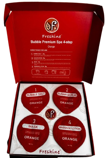 KIT SPA LARANJA DOS PES 4 PASSOS - FRESHINE BUBBLE PREMIUM SPA 4-STEP ORANGE - 108g