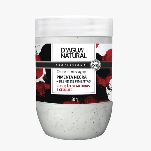 [CREME DE MASSAGEM PIMENTA NEGRA -DAGUA NATURAL 650g] CREME MASSAGEM REDUTOR PIMENTA NEGRA D AGUA NATURAL 650G